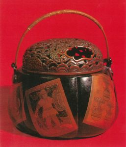 天正かるた紋様蒔絵手焙 