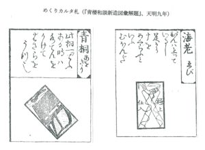 めくりカルタ札 (『青楼和談新造図彙解題』、天明九年 )